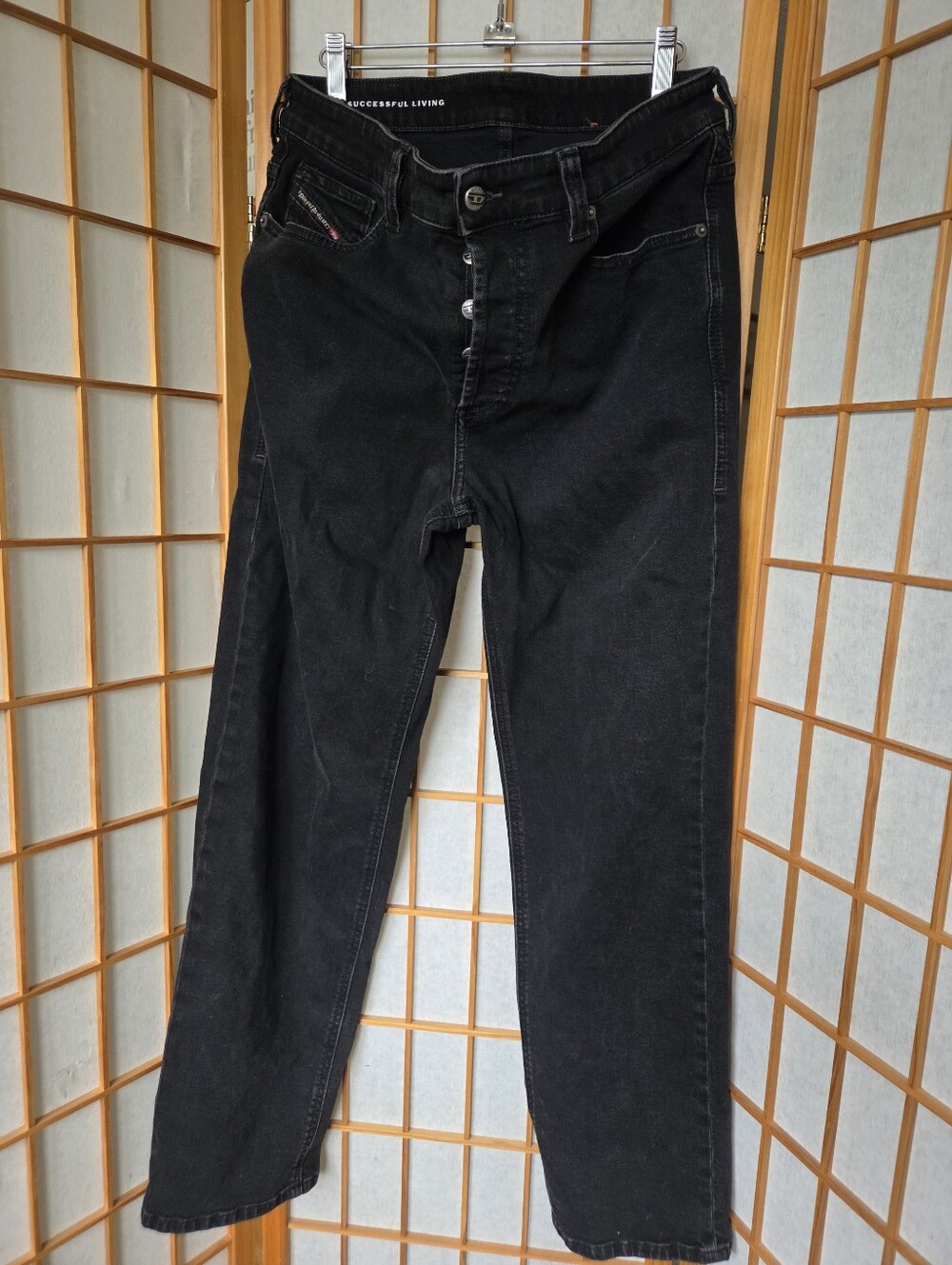 WOMENS DIESEL REGULAR BLACK COTTON BUTTONS UP JEANS SIZE 30 L30
